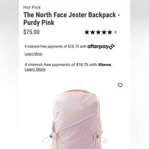 The north face jester backpack purdy pink
